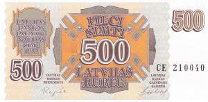 Lettland p42 500 Rubli 1992